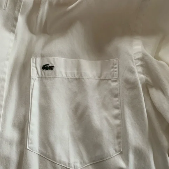 Lacoste men’s white button down men’s small size 38, front pocket shirt - Picture 3 of 4